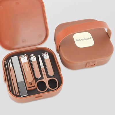 8-Piece Handheld Nail Grooming Set: Anti-Splatter Clippers, Scissors, Ear Pick, and Earwax Cleaner