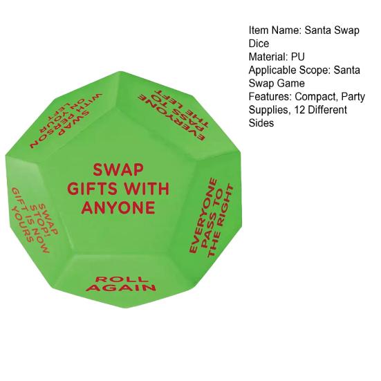 Santa Swap Game Dice Christmas Party Gift Exchange Dice 12 Different Sides Dice for Holiday Group Party Family Party Game