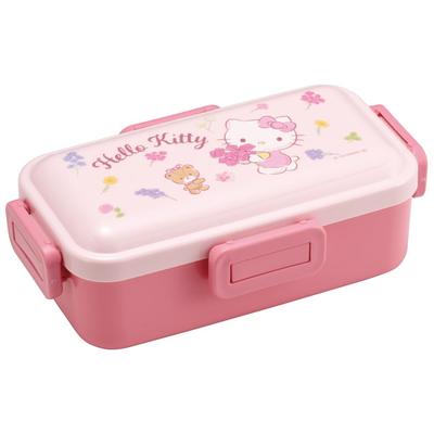 Bento Single for Made In with Dishwasher and Microwave Sanrio Hello Kitty Flower Wreath Box, 530ml, Tier, Women, Japan, Leak-Resistant 4-Point