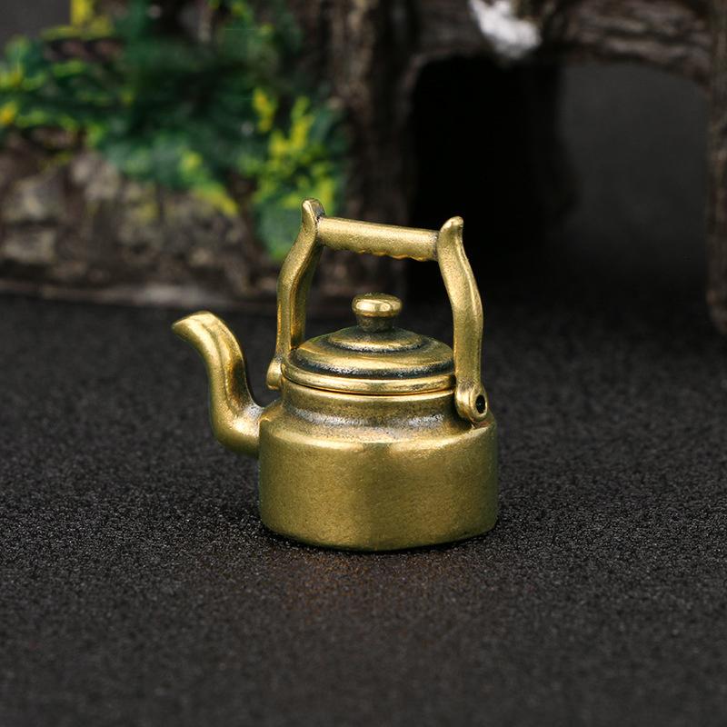 Mini Bule de Cobre Vintage para Ponta do Dedo Bule de Chá Queimador de Incenso de Bolso Latão Retrô Animal de Chá Acessórios para Decoração de Casa Ornamento de Mesa