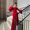 Spring Women's Sexy Patchwork Pleated Big Swing Evening Dress for European & American Occasions Crossborder Formal Party Gown