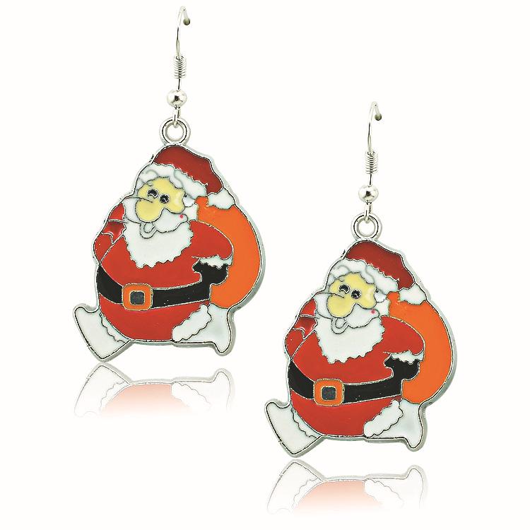 

Red Drip Oil Santa Claus Earrings: New Fashion Animal Ear Jewelry 25x35mm