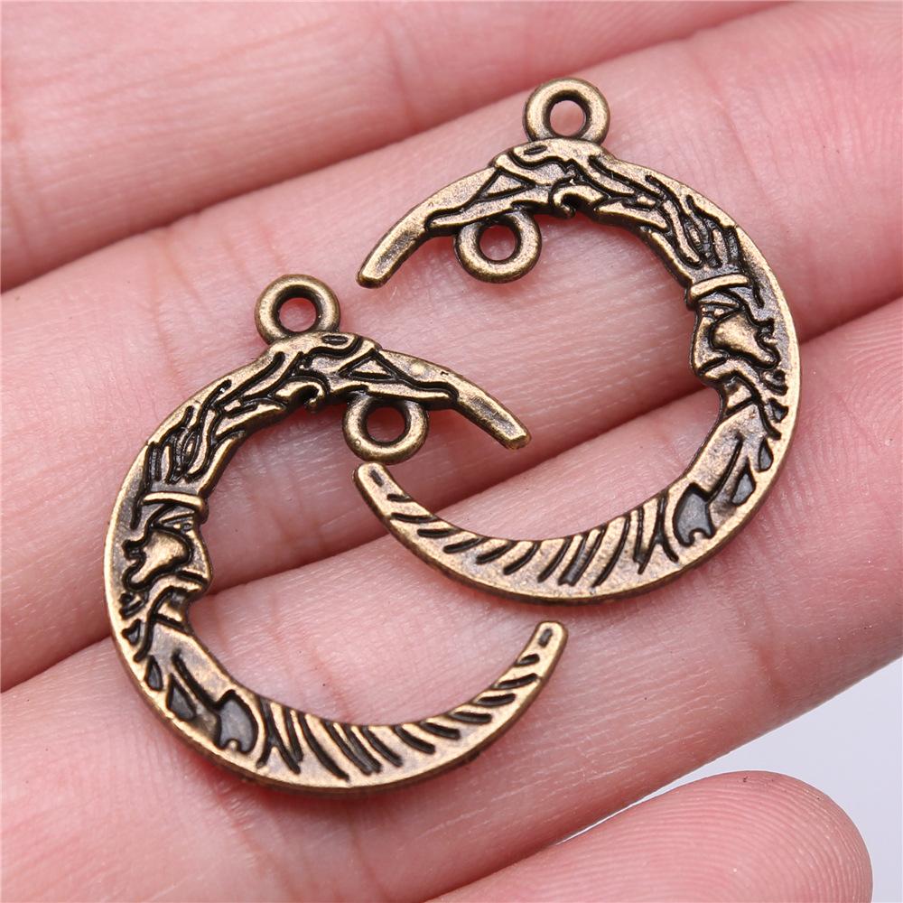10pcs Moon Charms For Jewelry Making Antique Bronze Silver Color Pendants Making DIY Handmade Tibetan Finding Jewelry