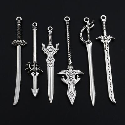 10pcs/lot Antique Silver Plated Sword Blade Charms Pedants DIY Jewelry Making Accessories Findings