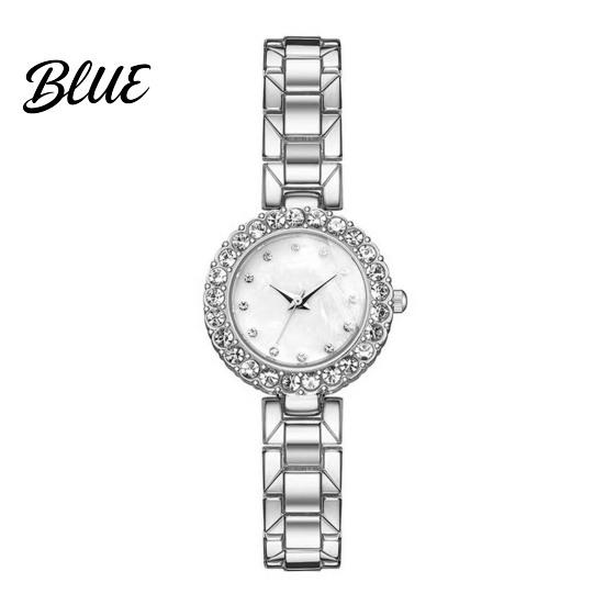 Shiny Rhinestone Dial Watch Ladies Bracelet Quartz Analog Sparkling Round