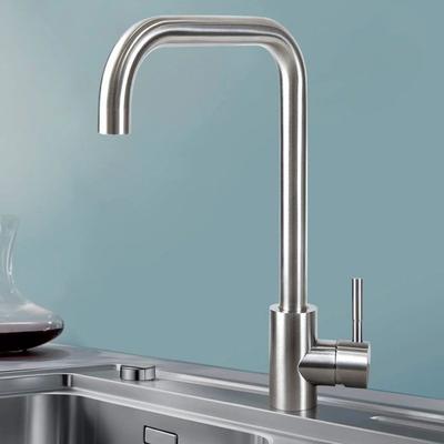 NETTLIFE High Pressure Kitchen Faucet Brushed Stainless Steel Gooseneck