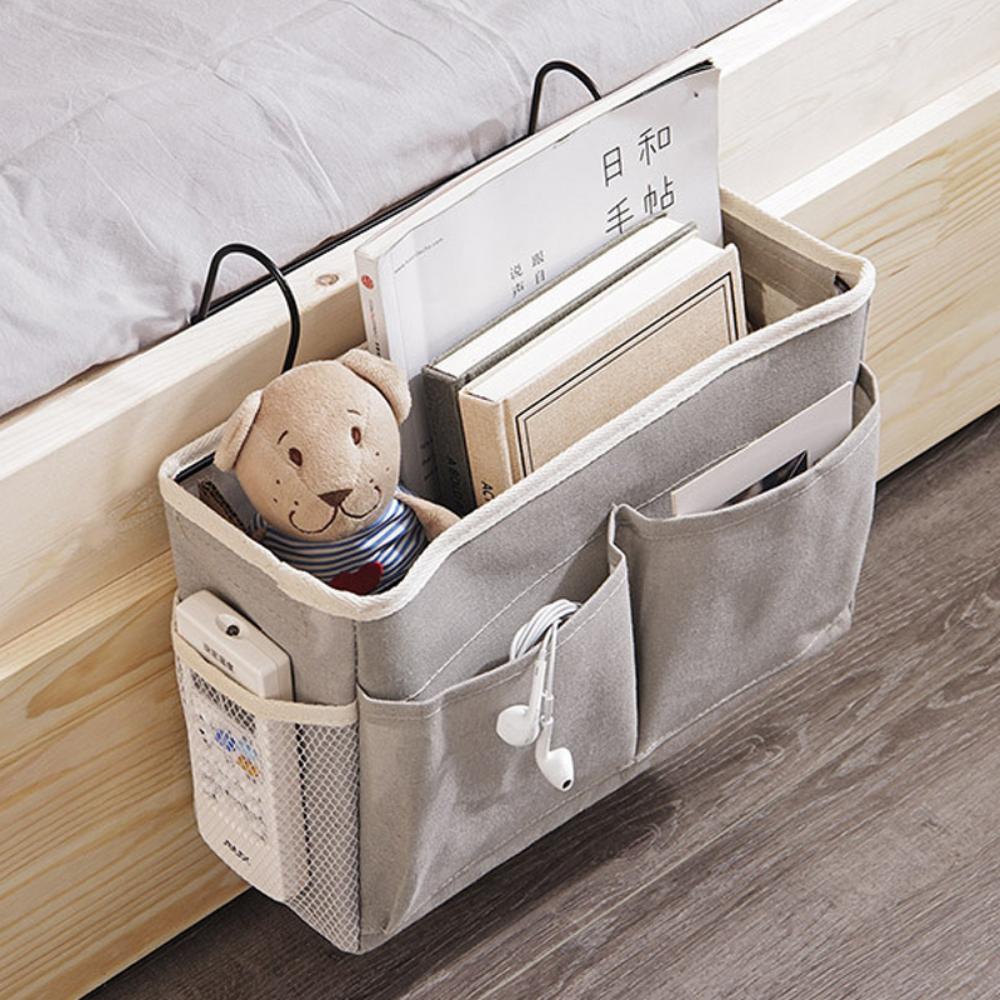 Creative Canvas Storage Hanging Bag Home Bedside Pockets Storage Bag Dormitory Books Snacks Ipad Sundries Organizer