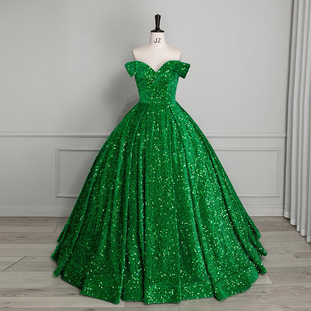 Cross-border Shiny Pitaya Puffy Skirt Wedding & Evening Gown