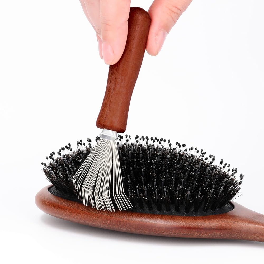 HELENA KIRAY Hairbrush Cleaner Brush Cleaning Hair and Dust Natural Brush - Tool, Remover, Cleaning, Comb, Wood, Gift, Present, Women's (Brown