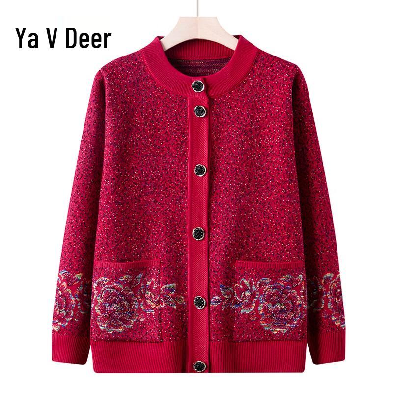 Yalu Women's Mid-Aged Plus Velvet Knitted Cardigan