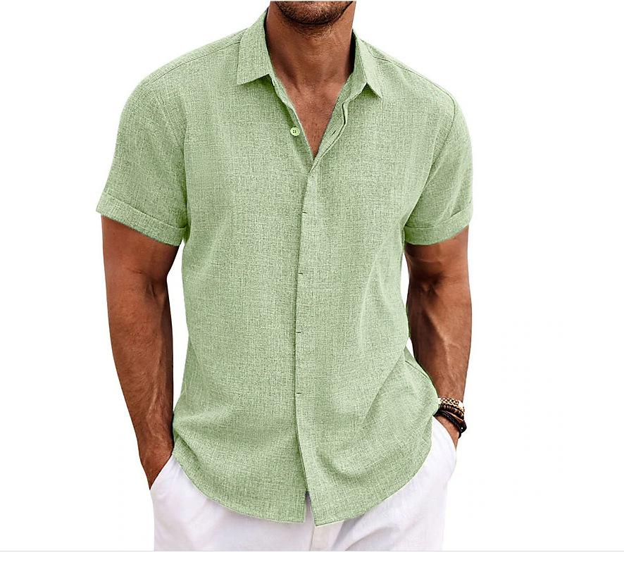 

Men s Summer Casual Short Sleeve Dress Shirts Loose Fit Dress Shirt Lightweight Casual Button Down Beach Shirts Solid Breathable Work Shirt for Men XXXL світло-зелений колір