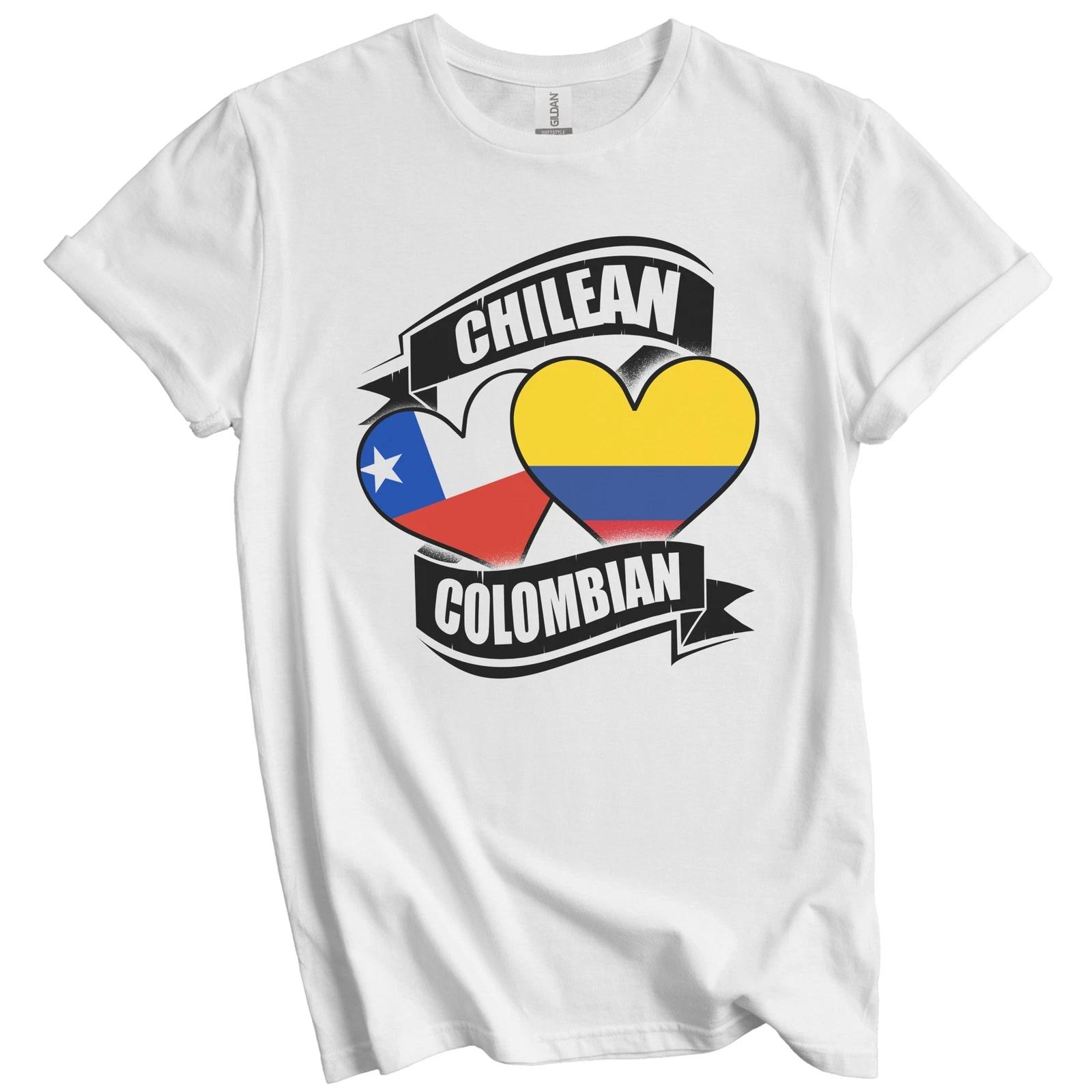 Chilean Colombian Hearts Chile Colombia Flags T-Shirt 2XL