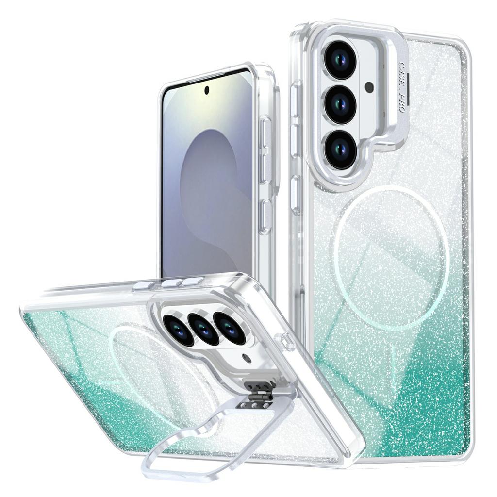 For Samsung Galaxy S26+ Magnetic Case Gradient Glitter Shockproof TPU PC Phone Cover