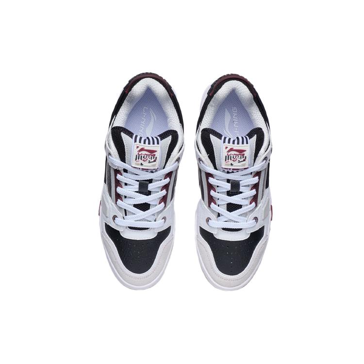 New LiNing Slip Resistant Low Top Skateboard Shoes Women's White Black AGCR400-2