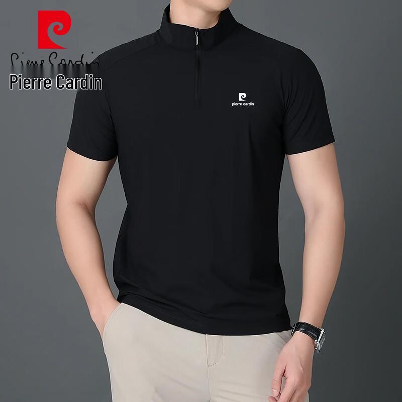 Pierre Cardin Men's Ice Silk Stand Collar Short Sleeve T-Shirt