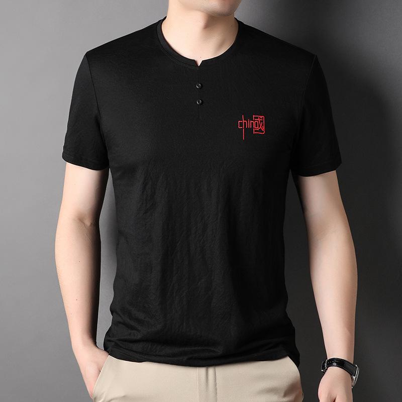 

Новая летняя футболка из хлопка и льна, мужская одежда с короткими рукавами для мужчин среднего и молодого возраста