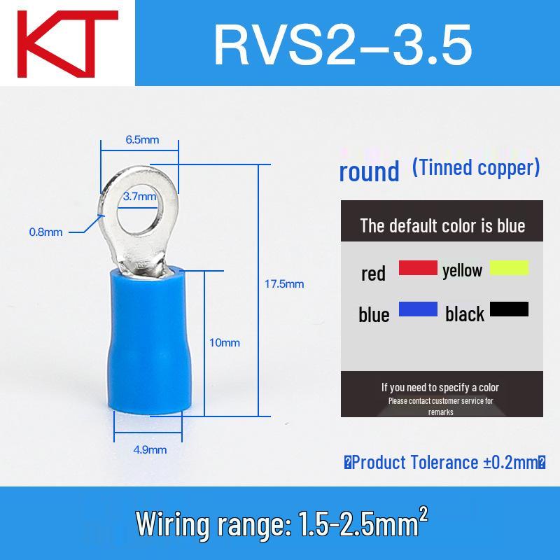 Kaisheng Round Pre-insulated Copper Crimp Terminals (RV2 Series)