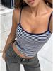 Retro Striped Low-Cut High-Waist Slim-Fit Women's Crop Vest - 2026 Spring/Summer Collection