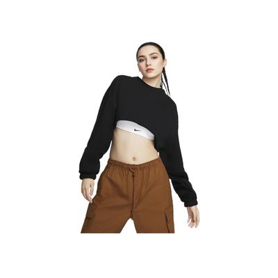 Sportswear Loose Fit Cropped Long Sleeve Crewneck Top Women Tops Black FV7510-010