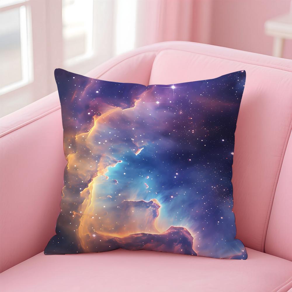 PPretty dream Galaxy starry sky Cushion Cover Pillow Case Soft Friendly Fabric  Concealed Zipper
