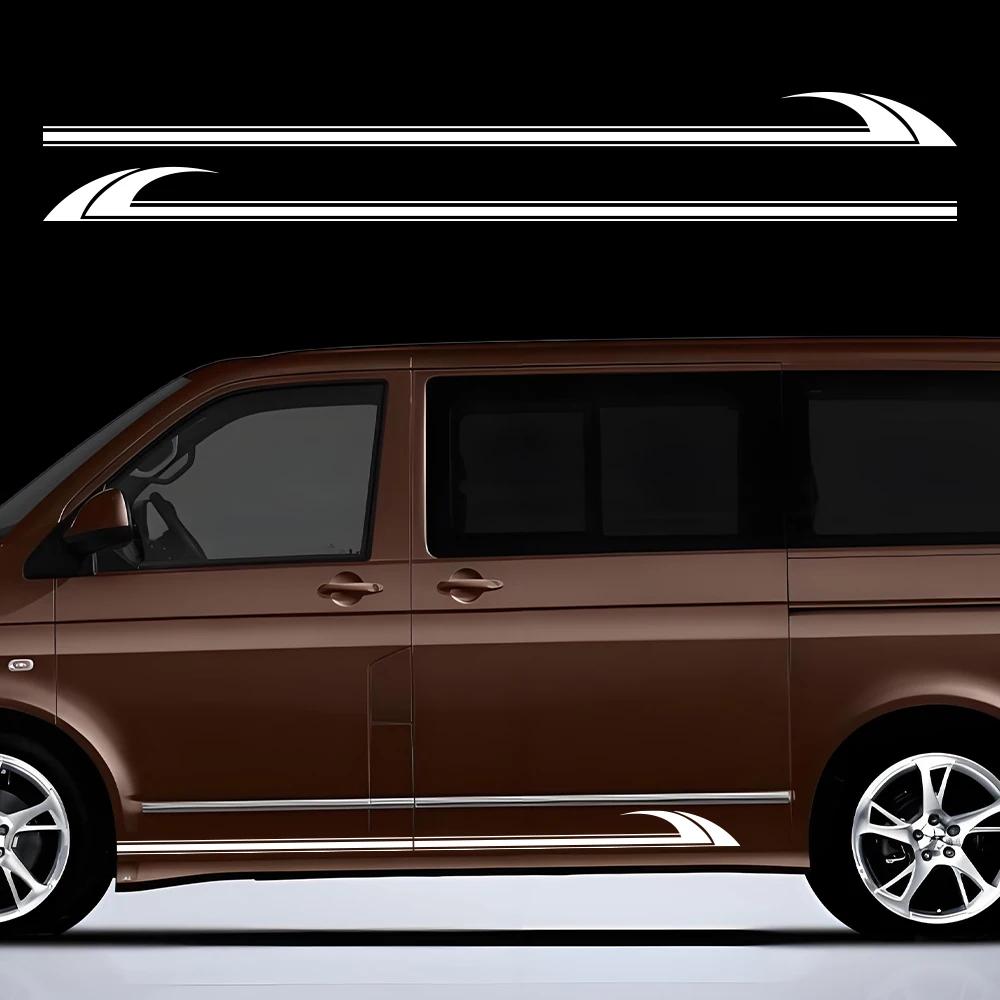 Car Side Stripes Sticker Camper Van Both Sides Decor Vinyl Decals For VW Transporter T4 T5 T6 Auto Body Decoration Accessories