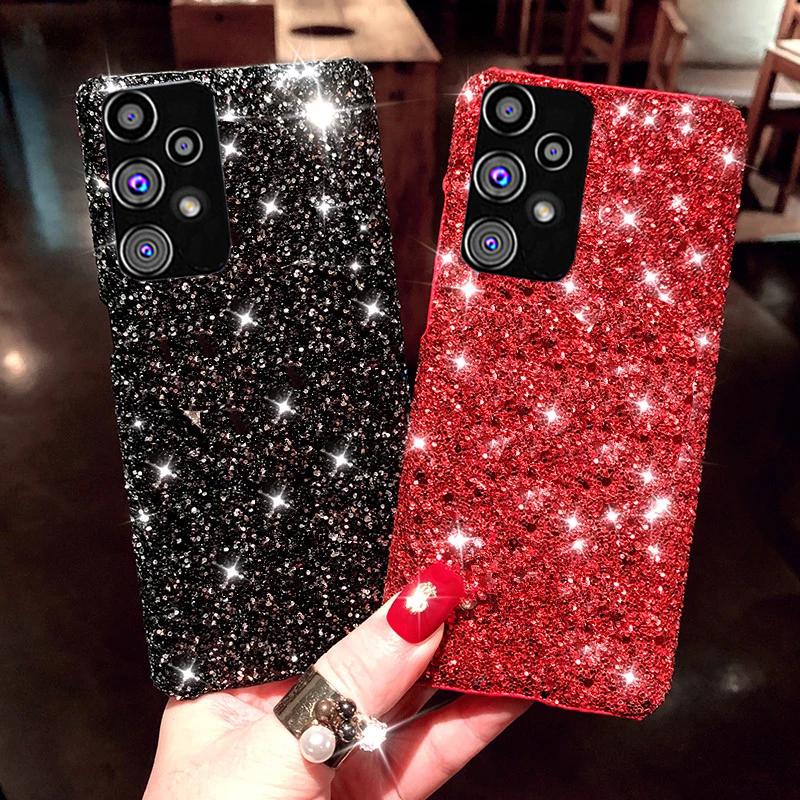 Luksusowy błyszczący brokat etui na telefon do Samsung Galaxy S23 S22 S21 FE Ultra Plus A14 A23 A33 A53 A73 A22 A32 A53 A72 A12 A51 M23 M32 4G 5G miękkie etui tpu