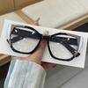 Cat Eye Color Blocking Anti Blue Light Glasses Retro Polygon Large Frame Fashion Glasses Women Plain Spectacles For Daily Outfit