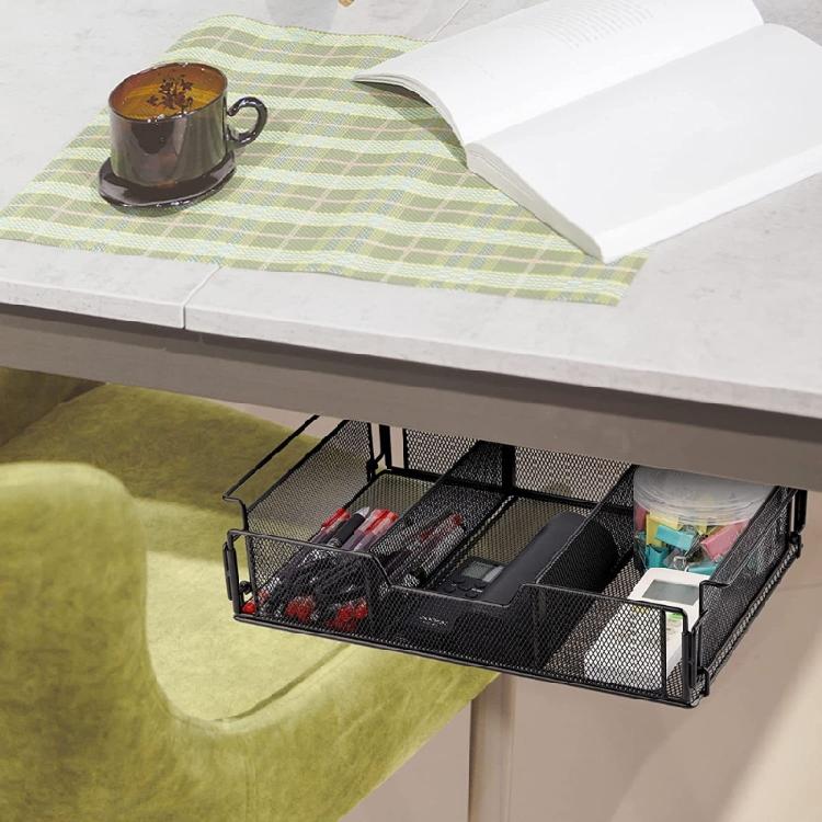 Hidden Desk Organizer Box Screw-on Under Desk Drawer Organizer for Office Home