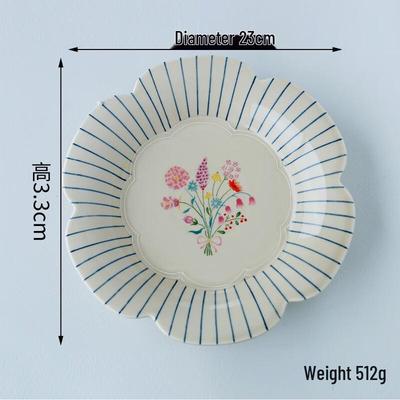 ZISIZ 9-inch Six-Petal Ceramic Plate