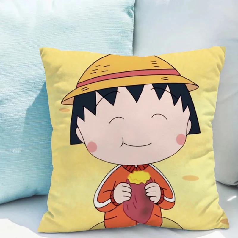Chibi Maruko-chan Pillowcase Cushion Cover x Ornamental Pillows for Living Room Fall Decor Pillow Hugs Lounge Chairs Covers