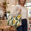 Cute Cartoon Fruit Print Handbag Casual Reusable Tote Bag for Daily Shopping Commute Lovely Lightweight Shoulder Bag