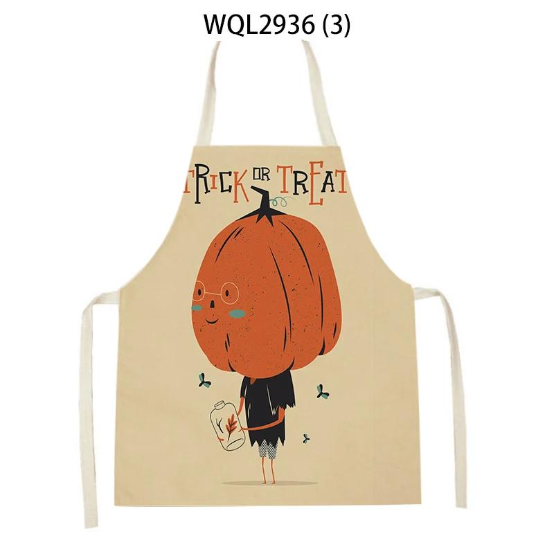 Halloween Style Household Cleaning Pinafore Cartoon Pumpkin Witch Ghost Printing Home Cooking Aprons Home Baking Waist Bib