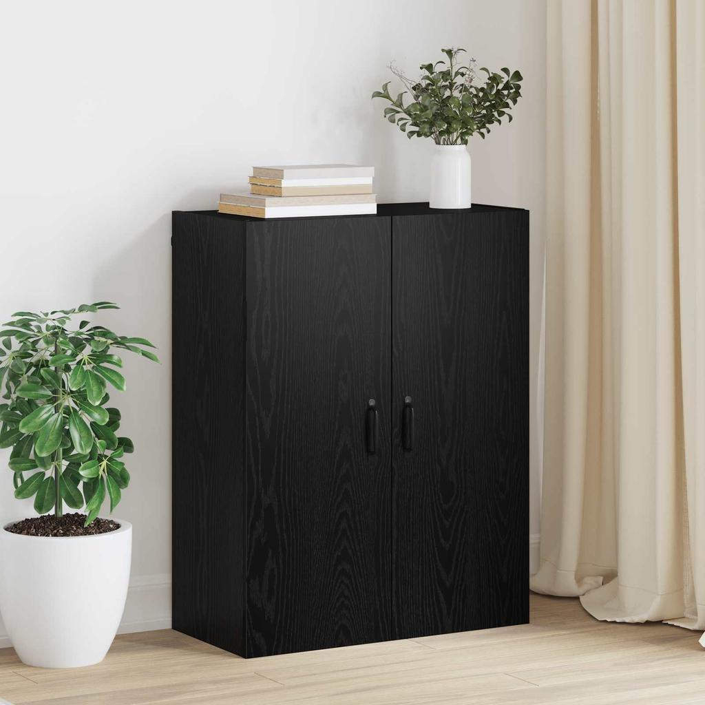 Wall Mounted Wall Cabinet Black Oak Effect 69.5 X 34 X 90 Cm