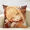 Yoimiya Genshin Impact Cushion Cover Natural Linen Organic Fabric DoubleSided Printing Room Sofa Decor Pillow Case
