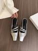 Coarse-heeled silver bag head, half slippers, fairy shoes, 2025 new spring and summer French temperament, half-tray single shoes