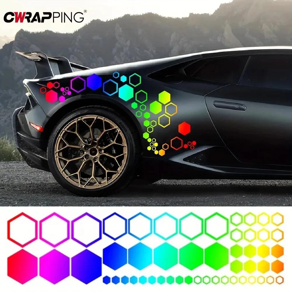 Car Door Stickers Vinyl Hexagon Honeycomb Decals Auto Body Tuning Stickers for Universal Auto Honeycomb Tuning Decal Accessories