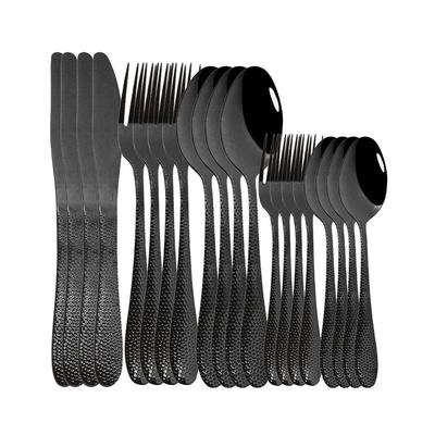 Western Black Tableware Stainless Steel 20Pcs Black Dinnerware Cutlery Set Kitchen Dinner Cake Fork Spoon Knife Flatware Set