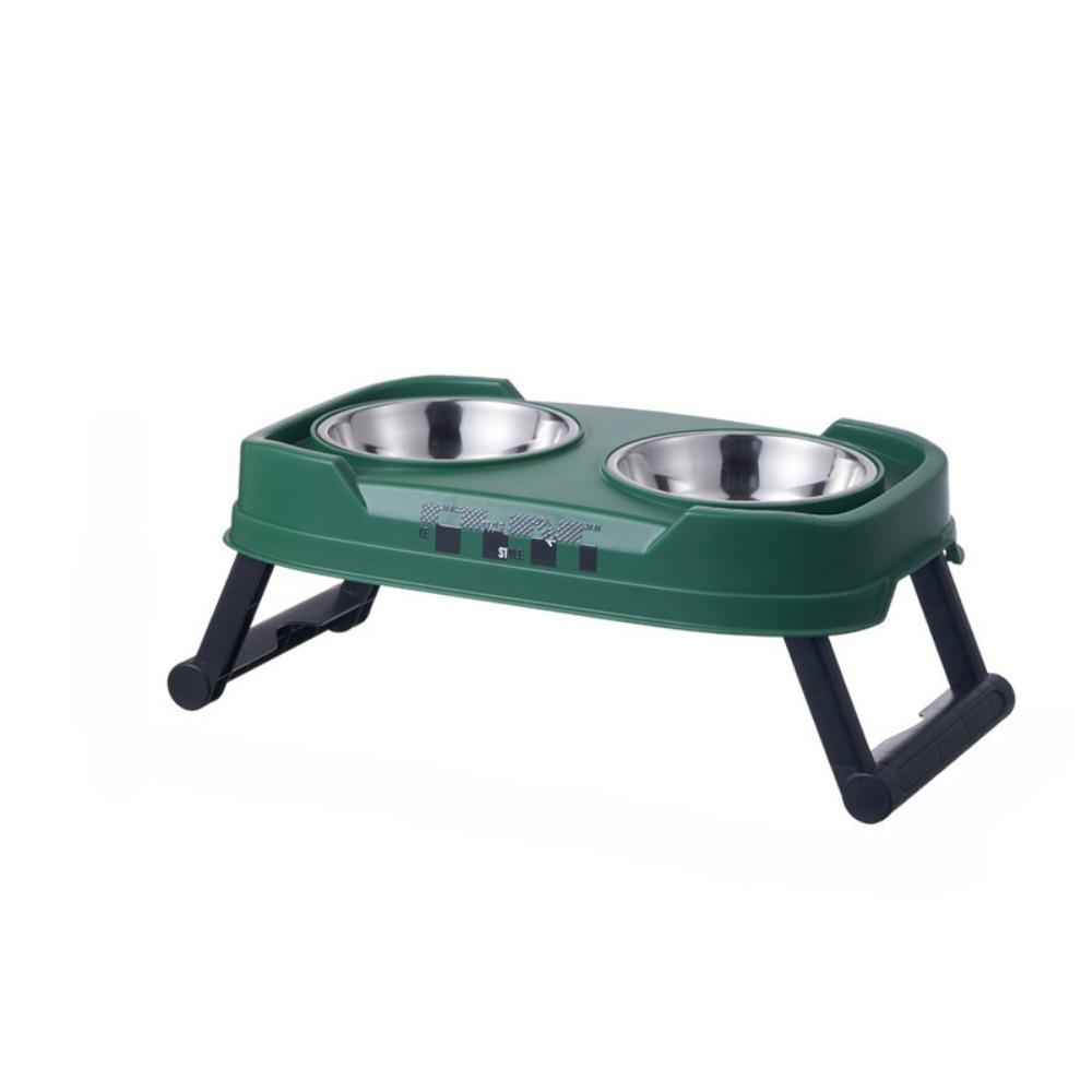 Plastic/Stainless Steel Double Cat Bowl Non-Slip Cat Feeding Bowl  for Puppy Kitten