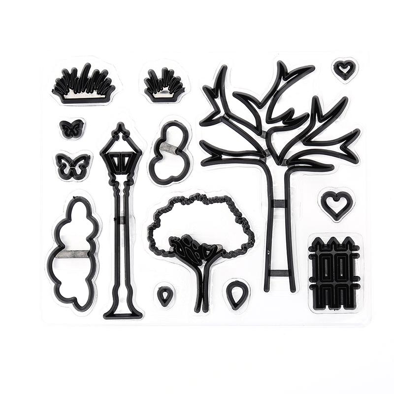 14pcs park series Plastic Silhouette Cookie Cutters Cake Biscuit Mold decoO*ca