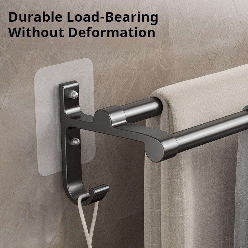 Bathroom Towel Holder No-Drill Towels Rack With Hooks Wall Mounted Towel Bar Bathroom Organizer Self-Adhesive Towel Rail
