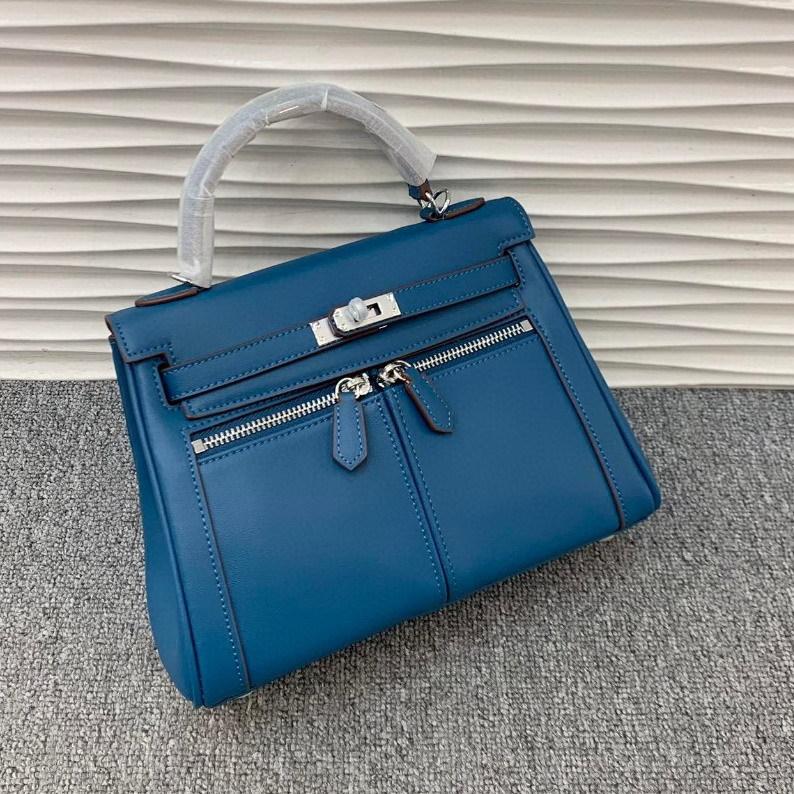 Zweilagiges Rindsleder Swift-Leder 25-28CM Doppeltasche Kelly Reißverschluss Damen Tasche (M06KL)