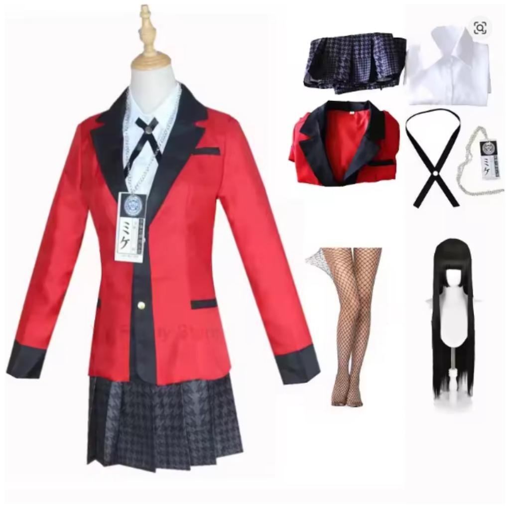 Anime Kakegurui Yomotsuki Runa Cosplay Kostüm Jas JK Schule Uniformen Jas Hoodie Halloween Karneval Kleidung