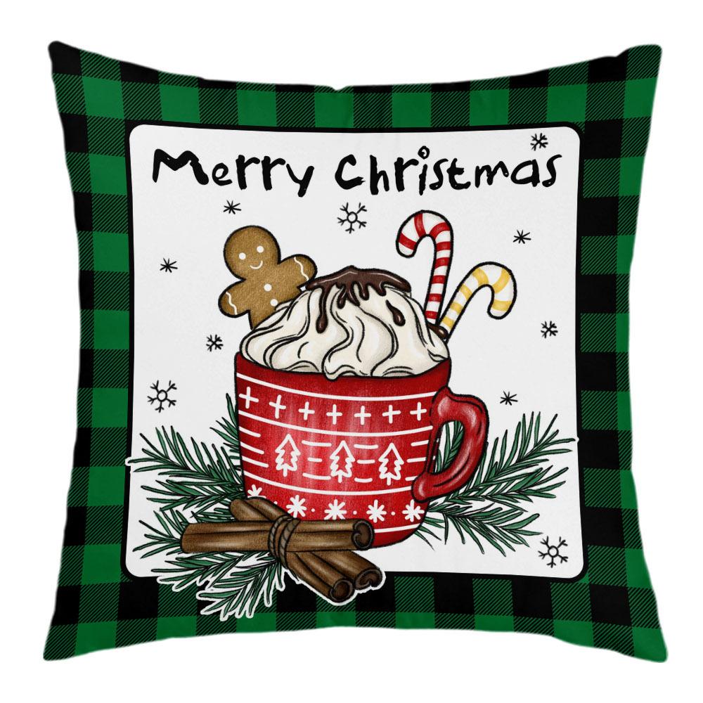 New Christmas Short Plush Pillow Cover Peach Skin Digital Printing Cushion Cover Christmas Snowman Pattern