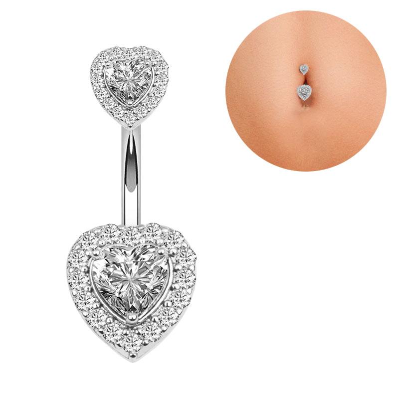 Set of 6 Sexy Heart Shaped Belly Button Rings 316L Stainless Steel Navel Piercing Jewelry for Women for Weddings or Gifts
