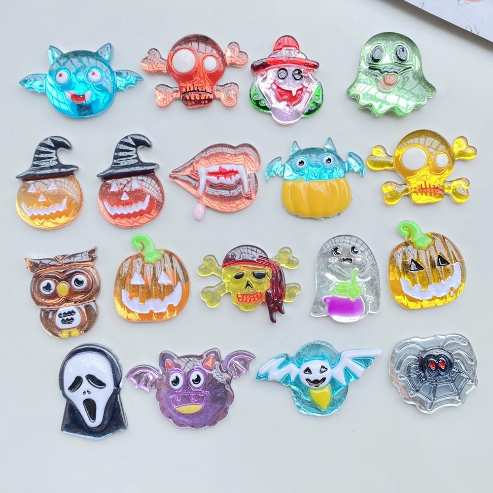 7PCS New Resin Cute Cartoon Halloween Series Flat Back Home Decor DIY Scrapbook Crafts Jewelry Accessories
