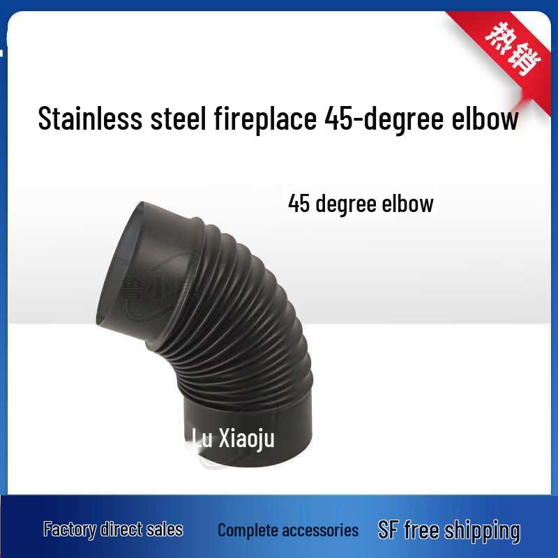 High-End Black Stainless Steel Fireplace Chimney Vent Pipe & Elbow Tee with Rainproof Cap - 150mm