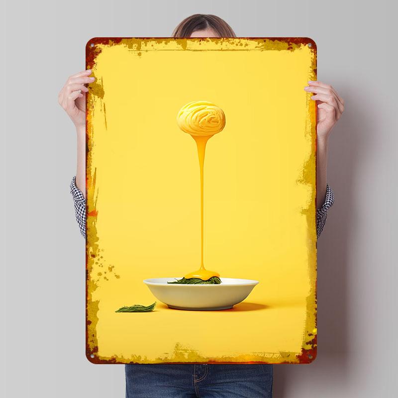 

Yellow Food Green Leaves Poster Customized Wall Art Vintage Metal Signs Retro Tin Plaque for Man Cave Mancave Decoration Room 20x30cm（7.8x11.8inch）