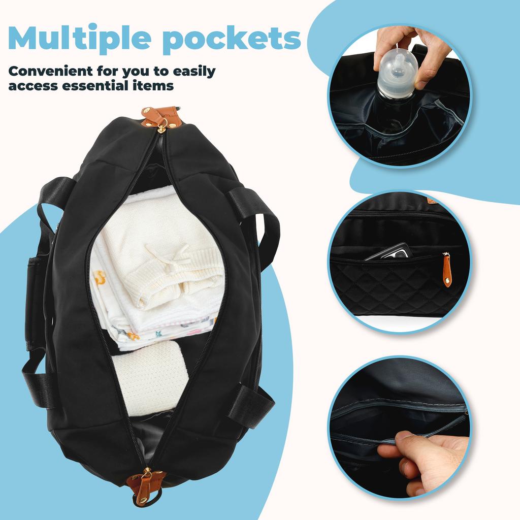 Oxford Cloth Baby Diaper Bag Large Capacity Nappy Tote Bag with Removable Shoulder Strap Waterproof Hand Maternity Totes