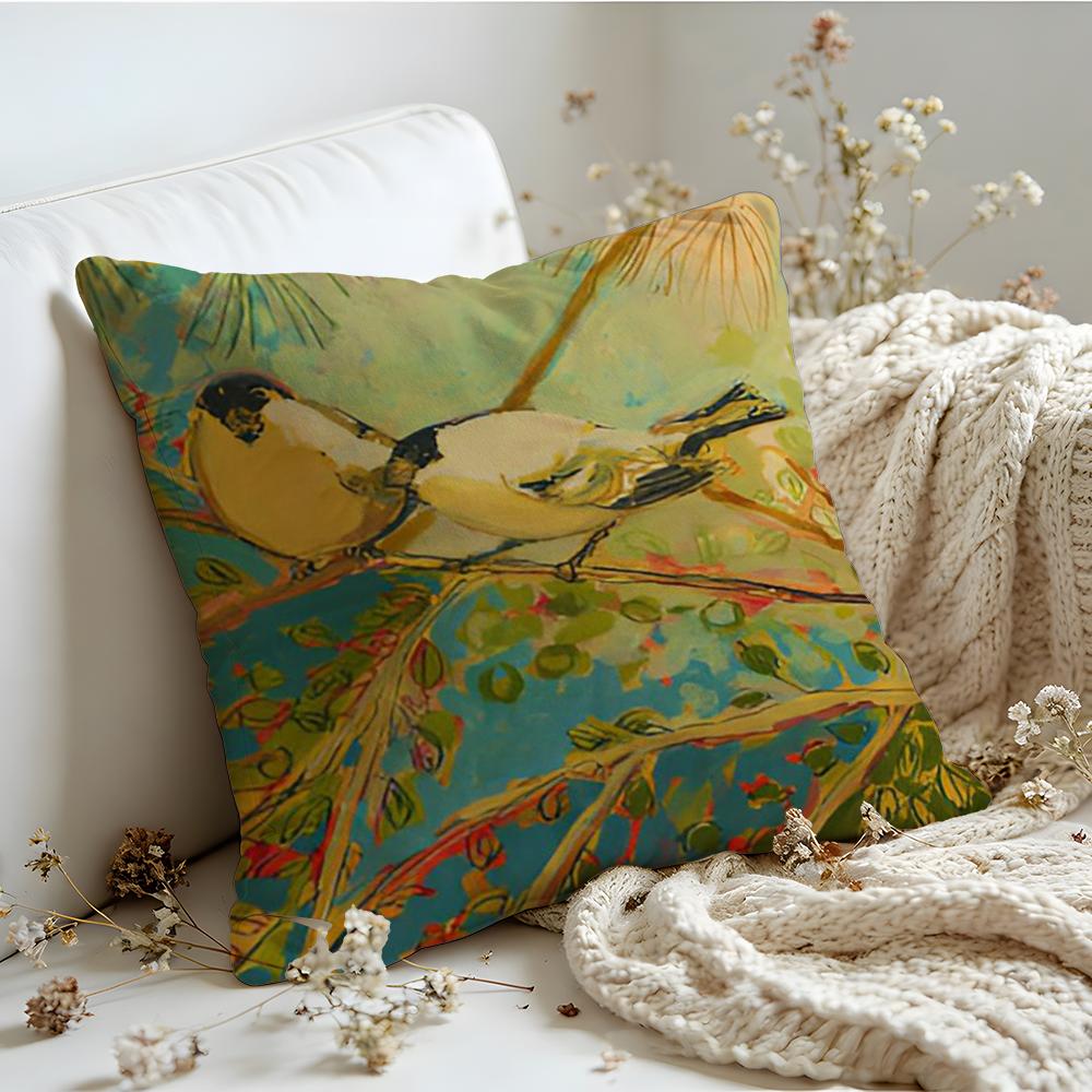 Cushion Cover Linen SkinFriendly Soft Decorative Case for Sofa Home Decor Anime Abstract Paint Colorful Pillow Cover
