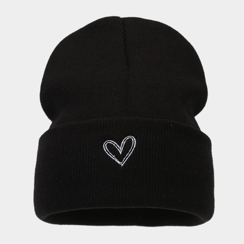Autumn and Winter High-quality Thickened Large Board Love Embroidery Knitted Hat Men's and Women's Fashion Versatile Stacking Hat Personalized Cold